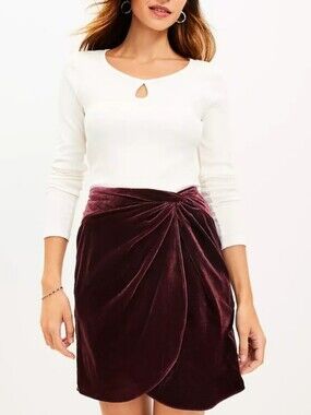 Sz 0 Velvet Twist Shift Skirt Faux Wrap Whimsigoth Crushed Blackberry Ren Faire